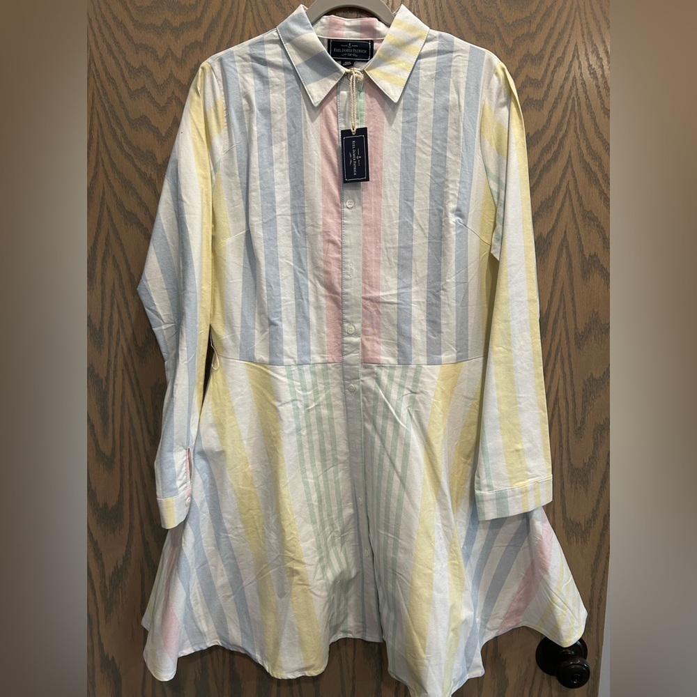 Kiel James Patrick Striped Pastel Dress Long Sleeve